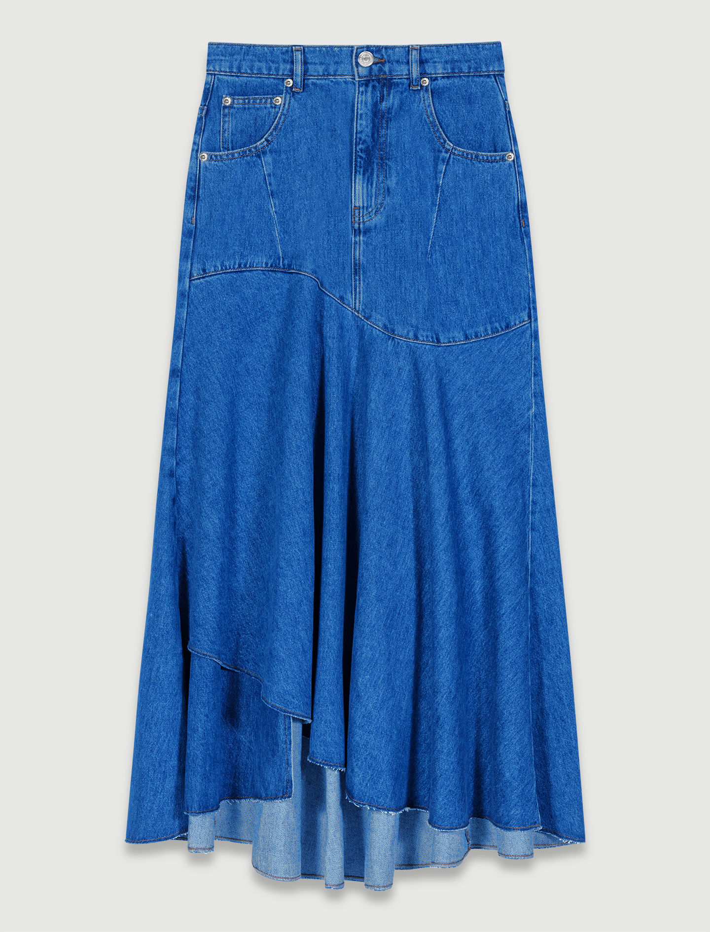Asymmetrical denim skirt