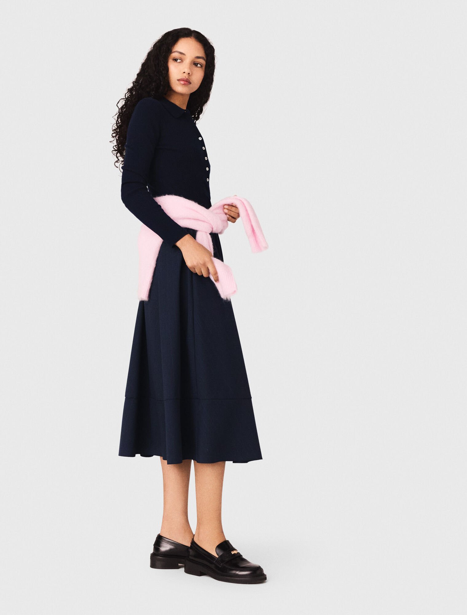 Polo collar ribbed jumper