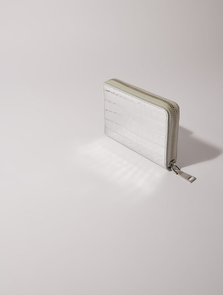 Mock croc leather wallet
