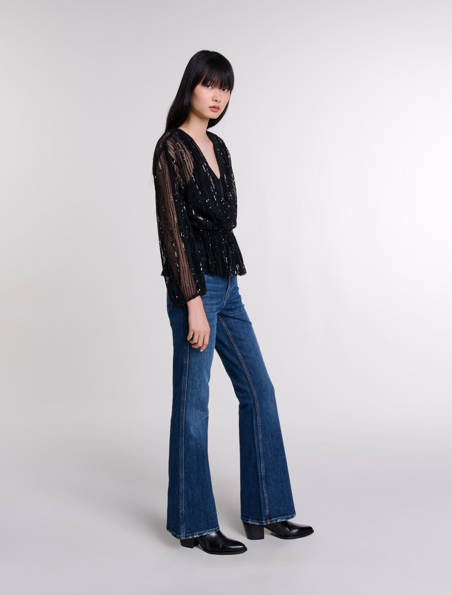 Belted sequin shirt