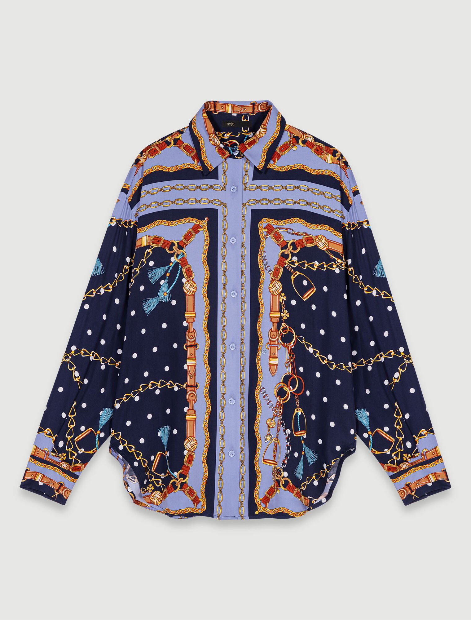 Satin-effect patterned shirt