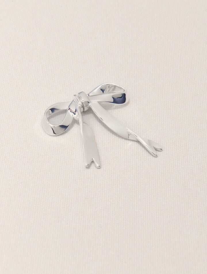 Silver bow earring
