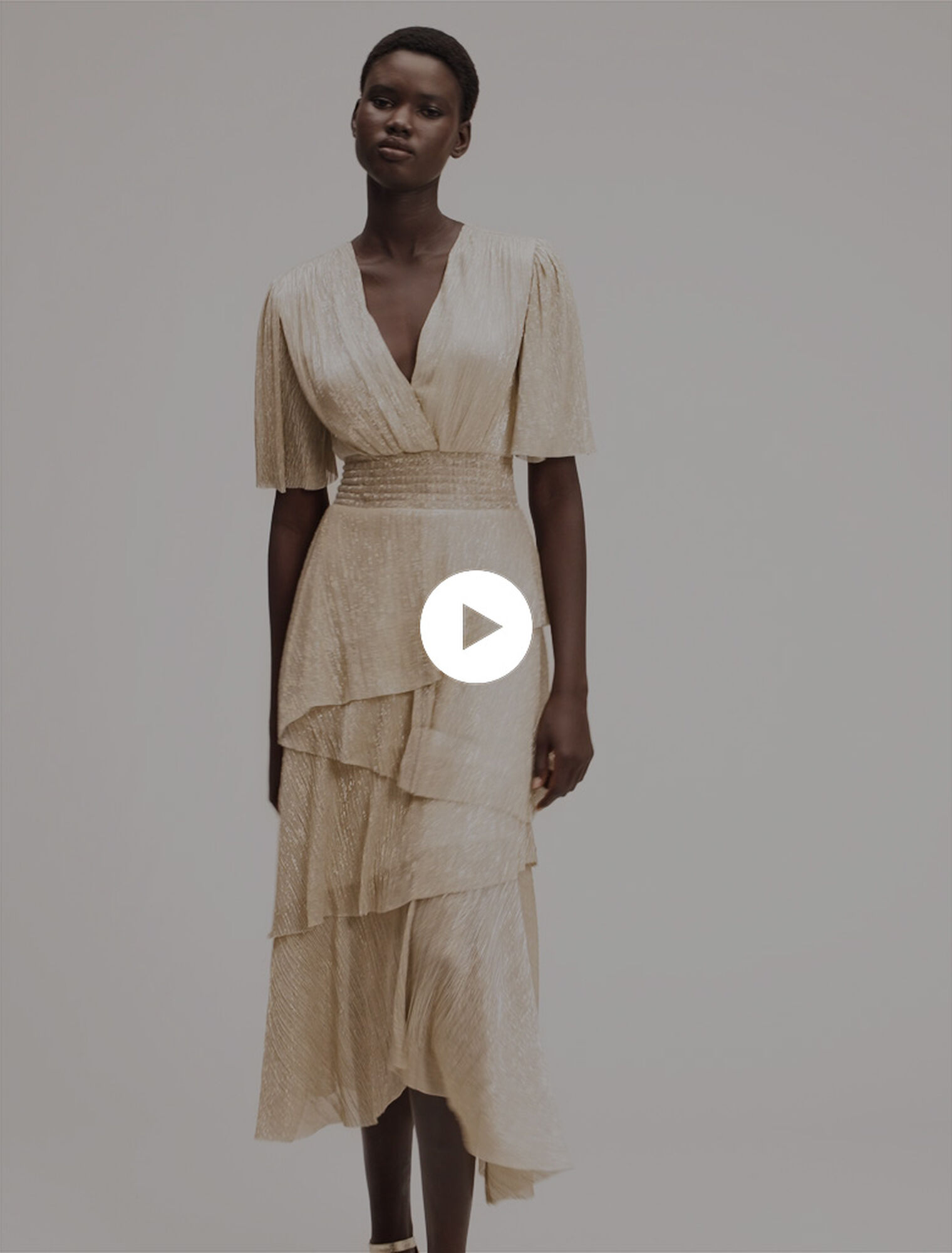 Metallic ruffled dress
