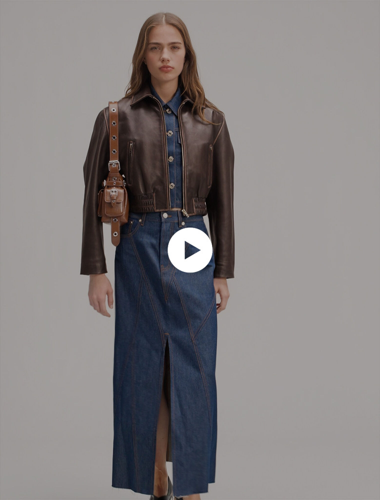 Long denim skirt