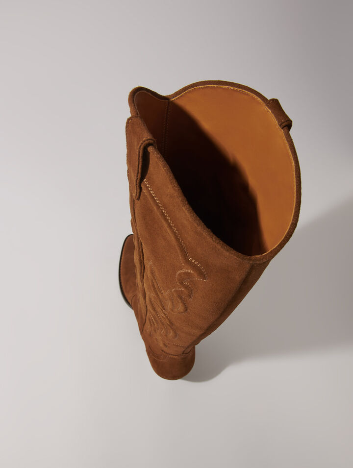 Suede cowboy boots