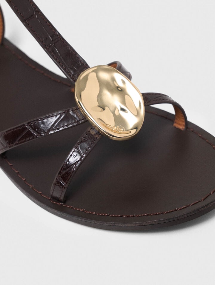 Flat leather strap sandals