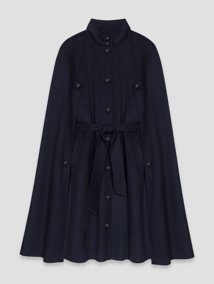 Long double-faced coat with cape