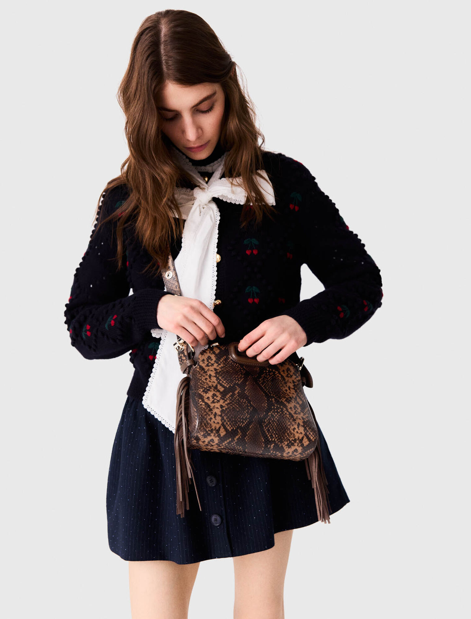 Python-embossed Miss M mini bag