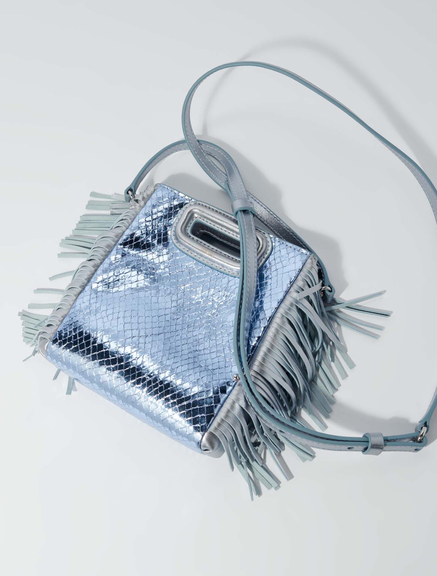 Metallic mock croc mini M bag