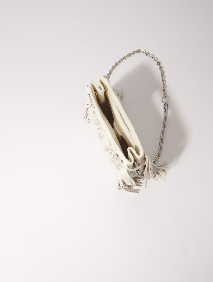 M mini leather bag with diamantés