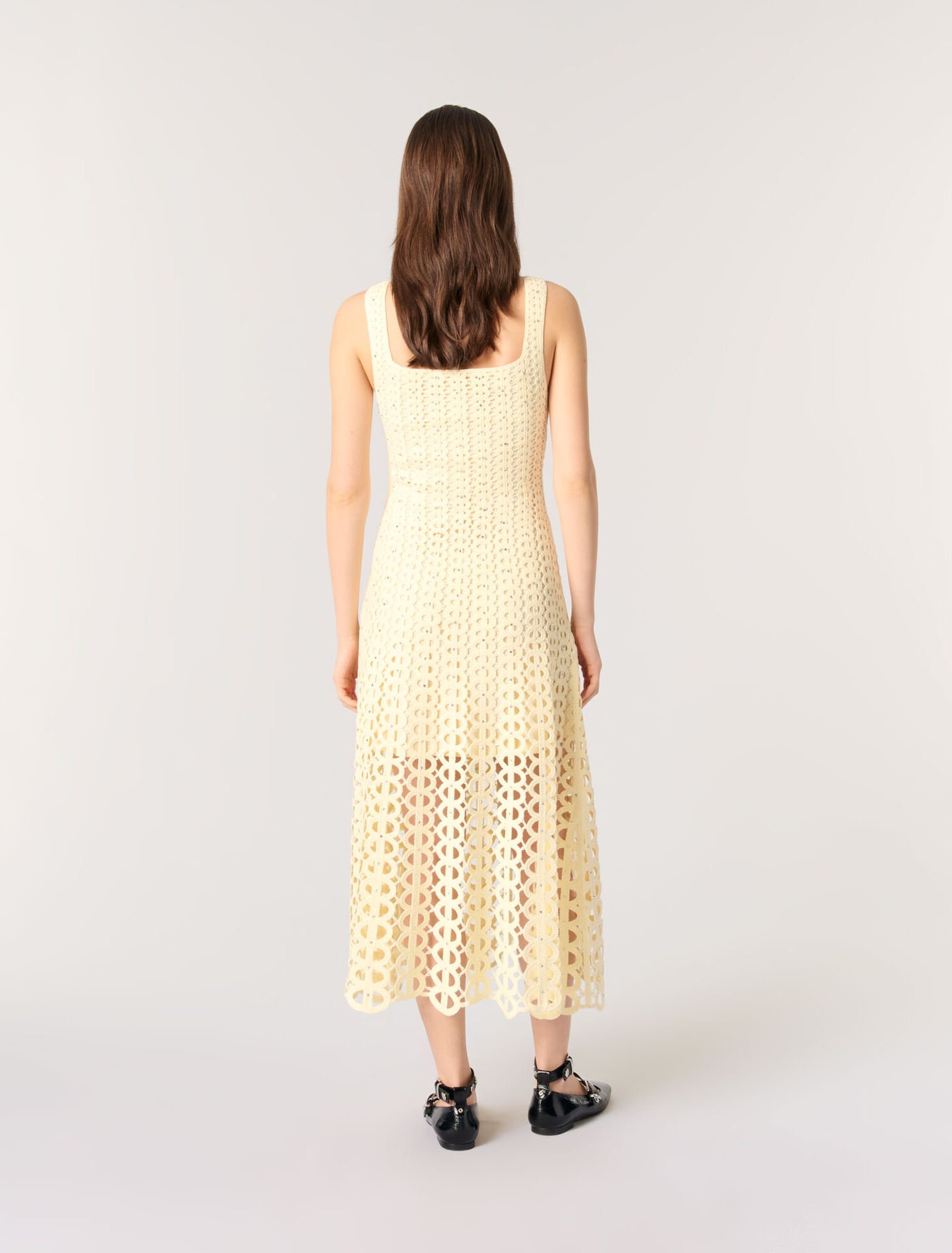 Rhinestone crochet midi dress