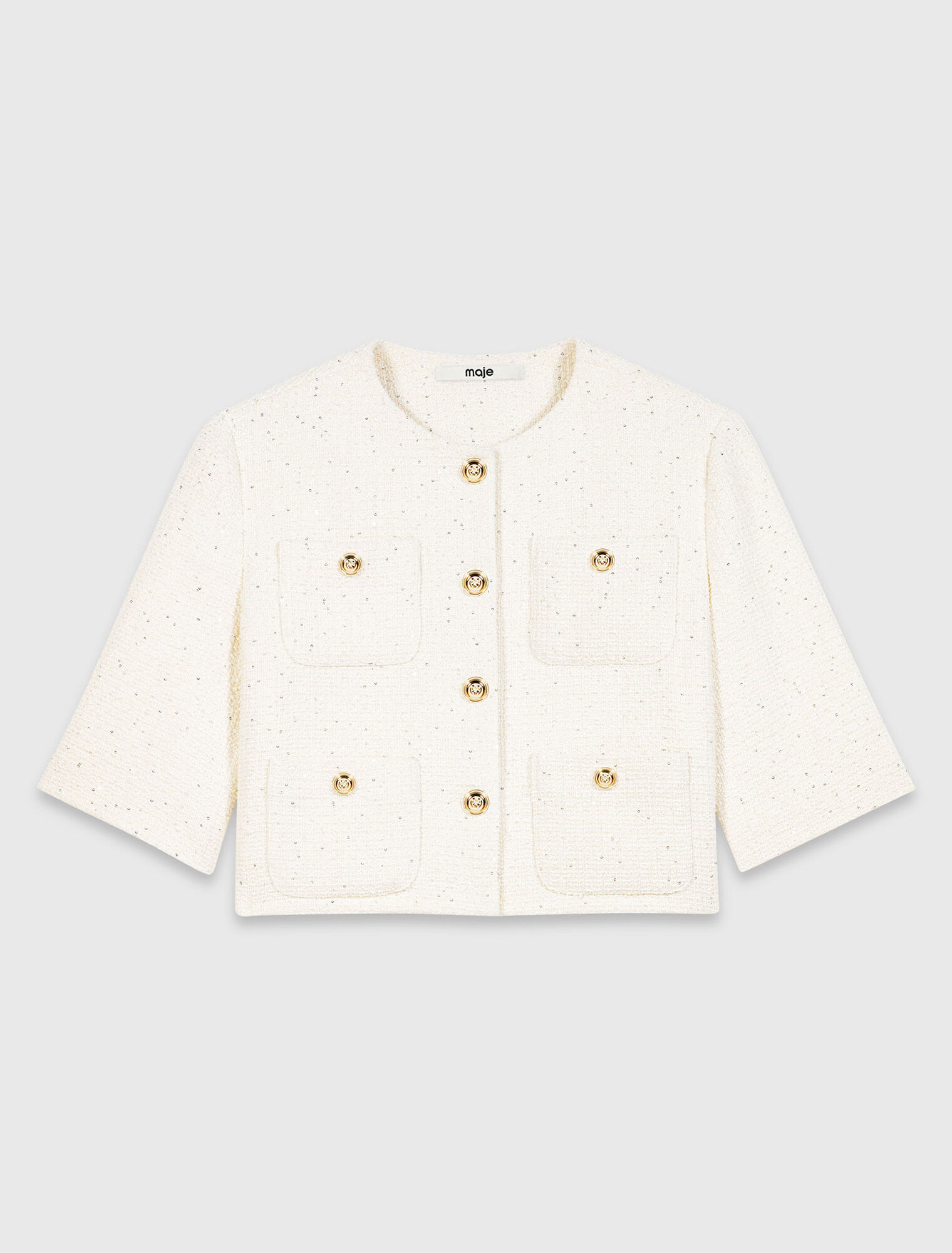 Short-sleeved tweed jacket