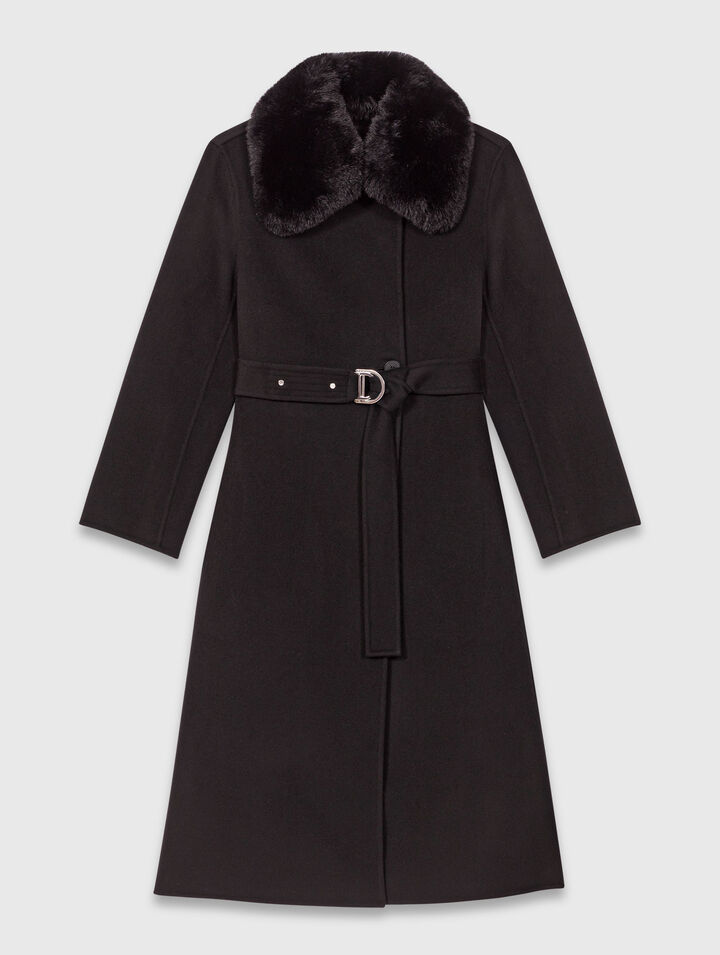 Double-faced coat with removable collar