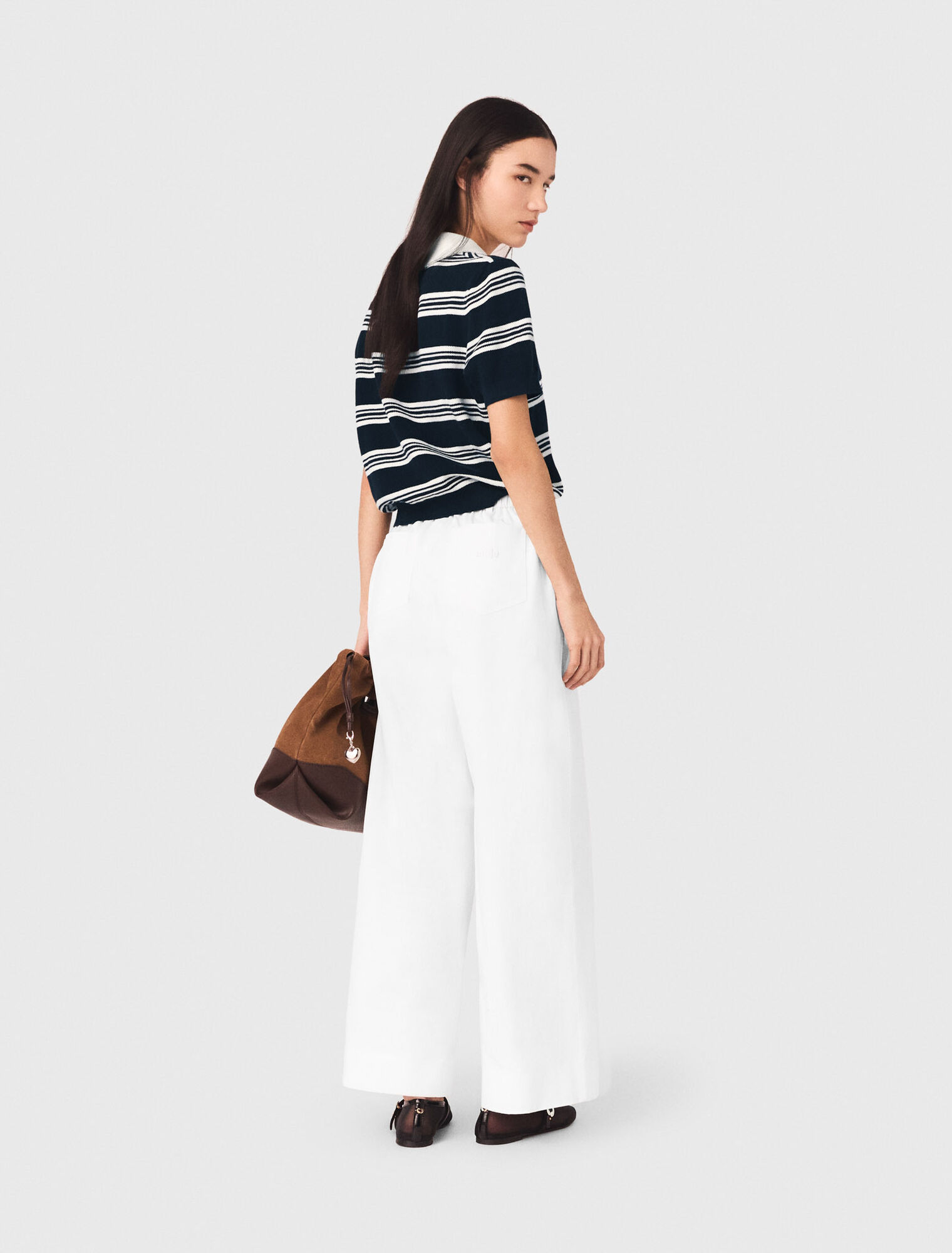 Wide-leg cotton trousers