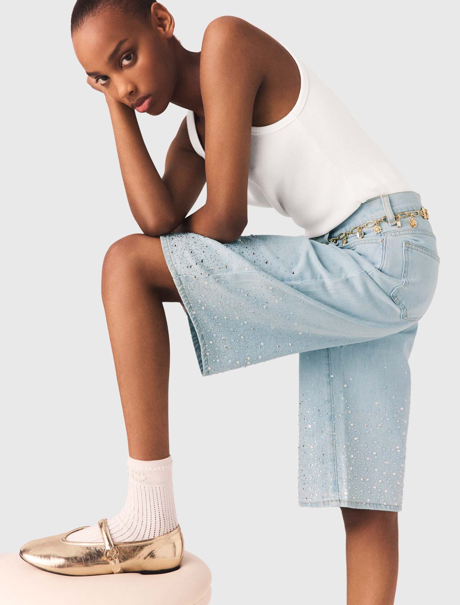 Rhinestone Bermuda shorts