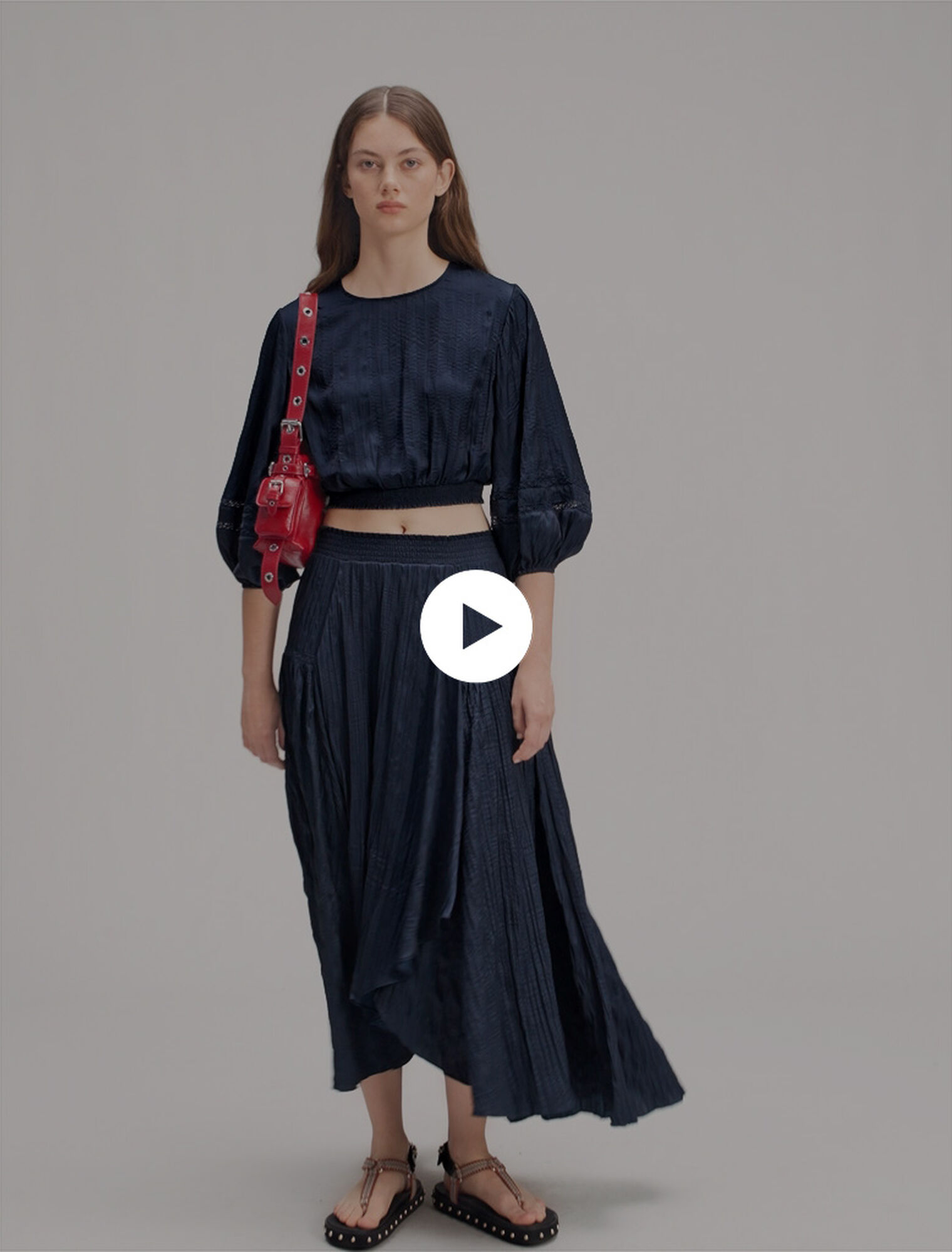 Satin-effect maxi skirt