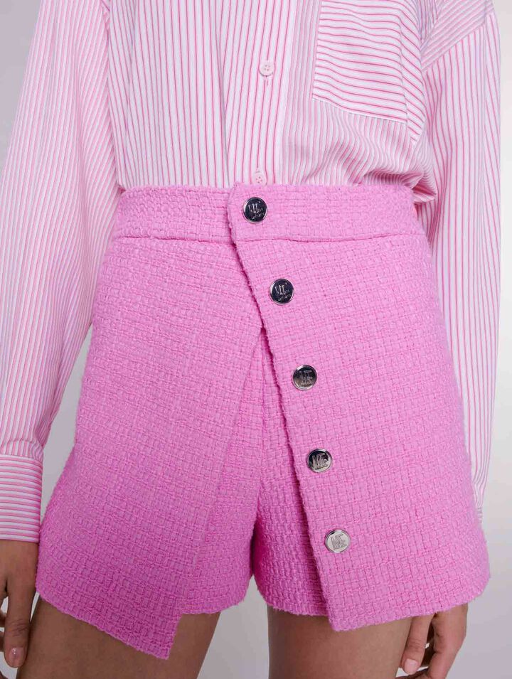 Panelled tweed shorts