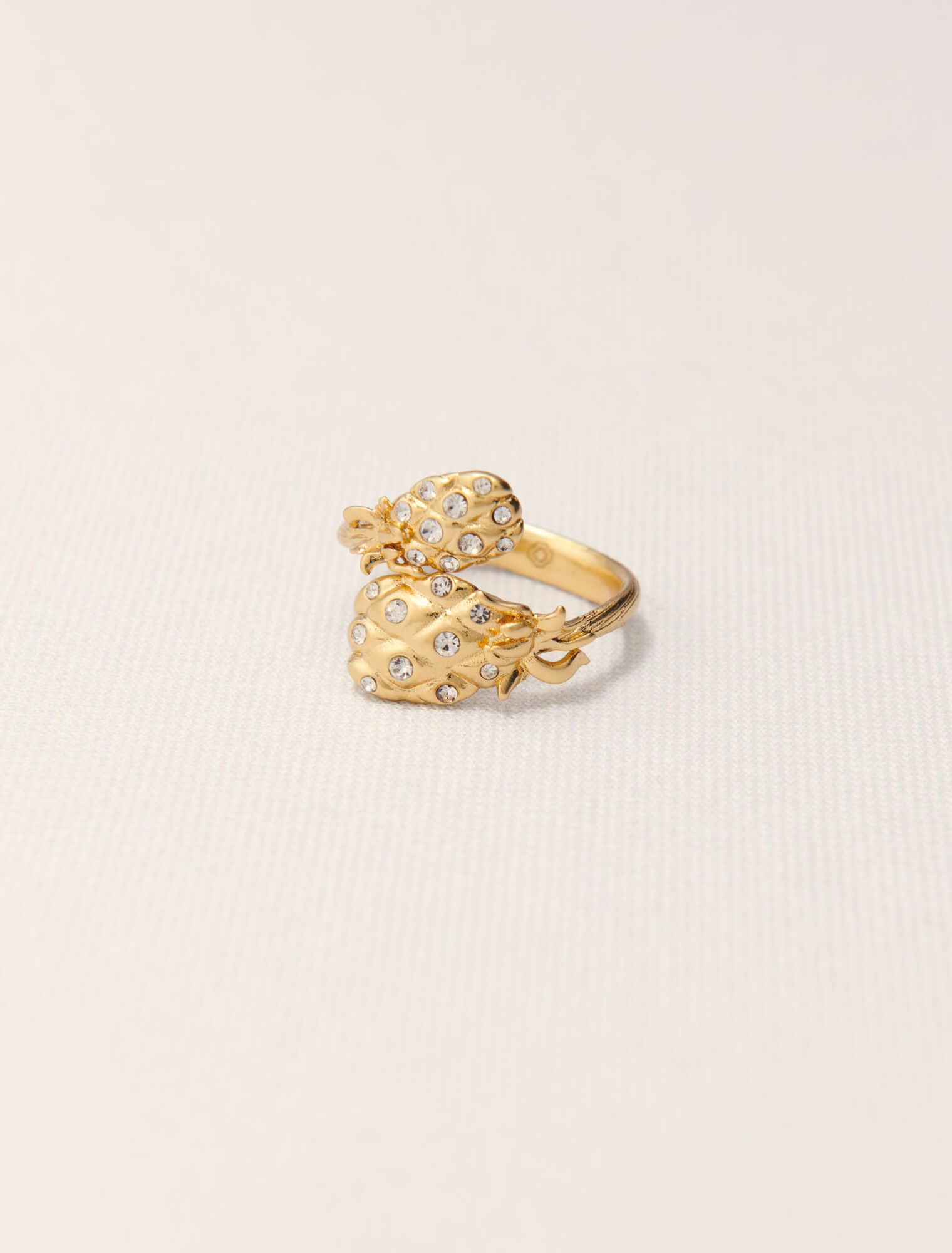 Double pineapple rhinestone ring