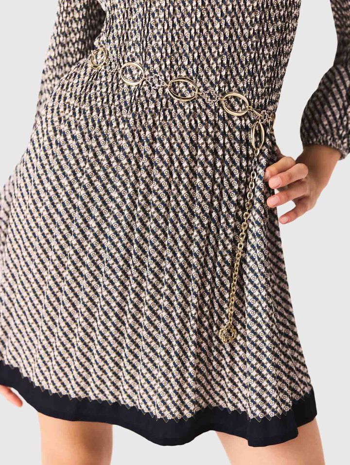 Patterned pleated dress