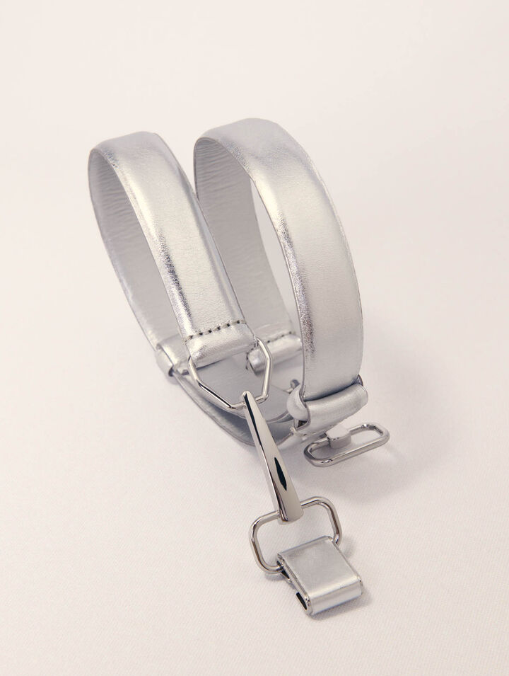 Metallic leather belt