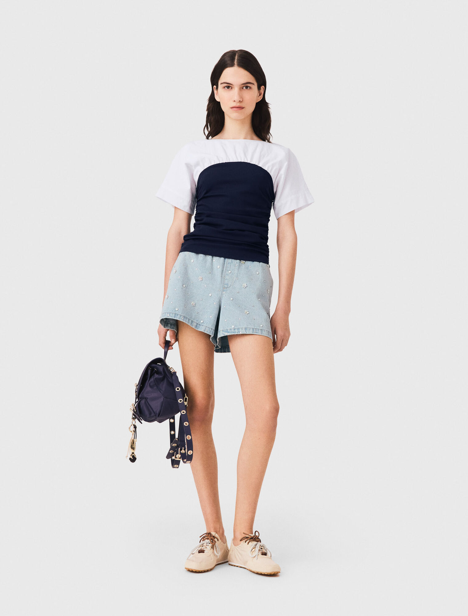 Pleated jersey top