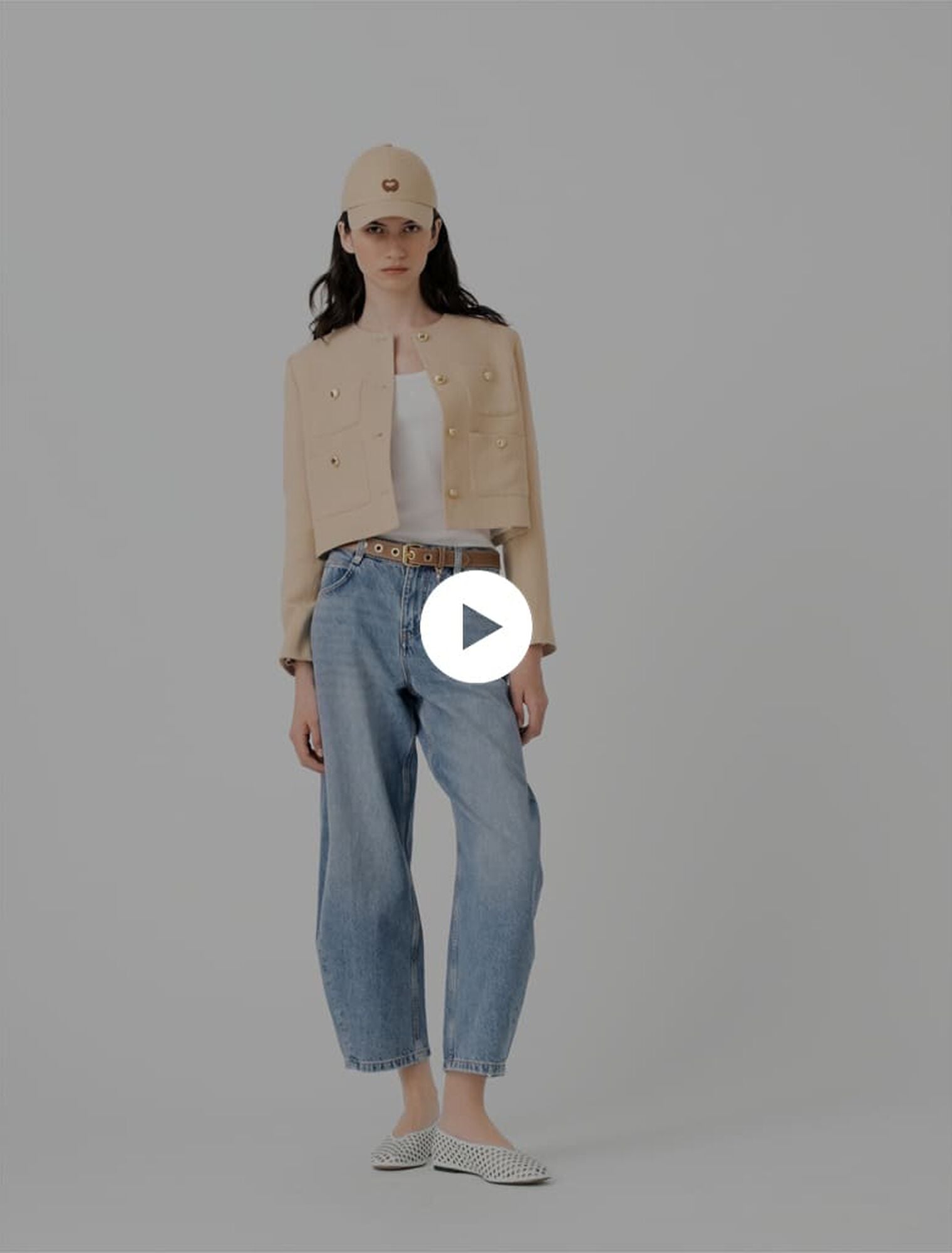 Short linen blend jacket