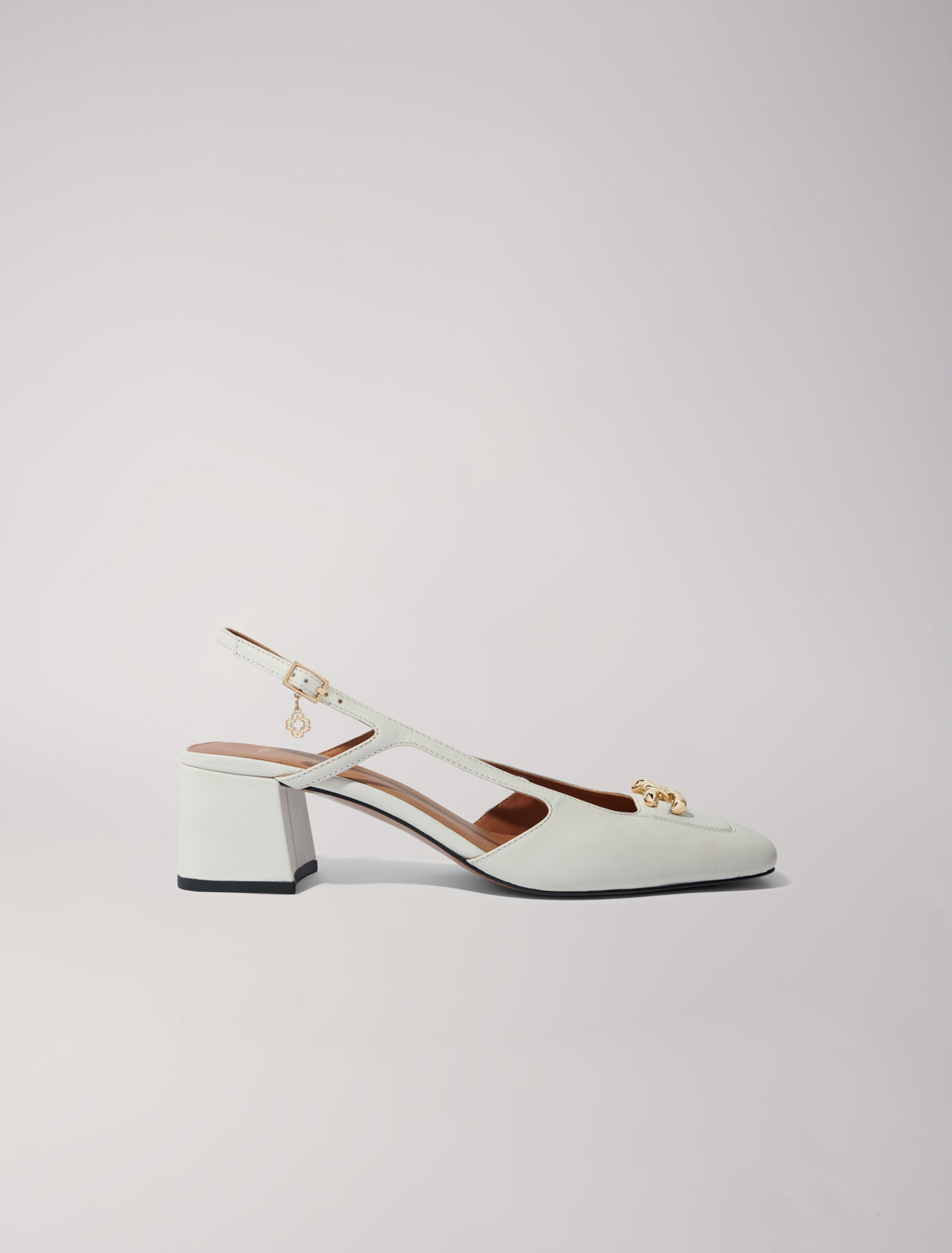 Square-toe leather pumps