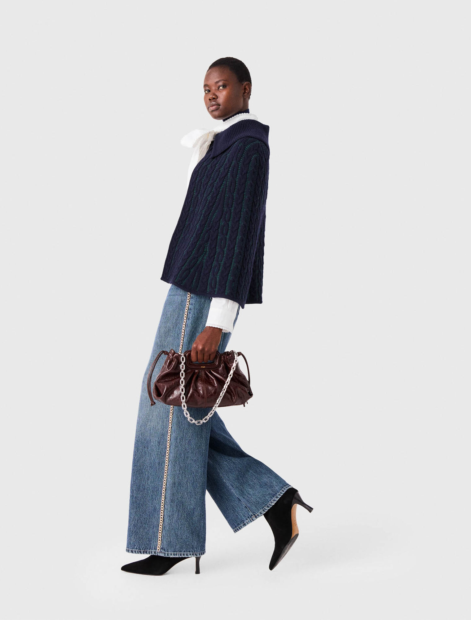 Cropped cape cardigan