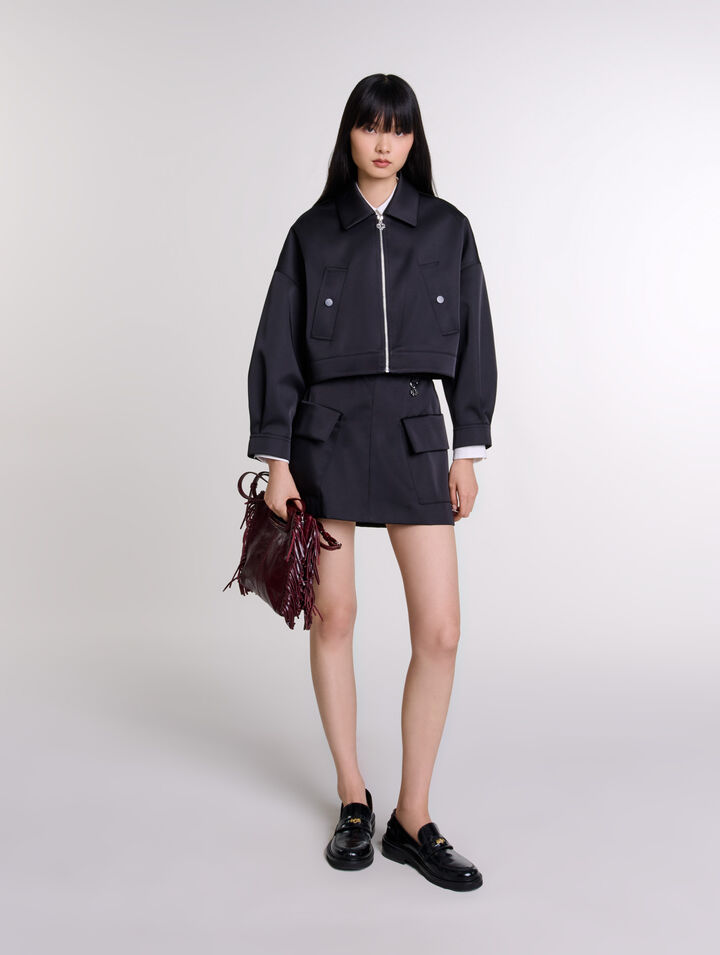 Short satin skirt