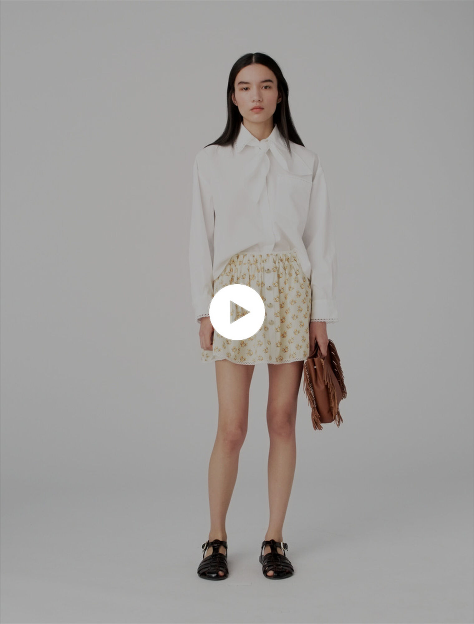 Printed skirt with rickrack trim