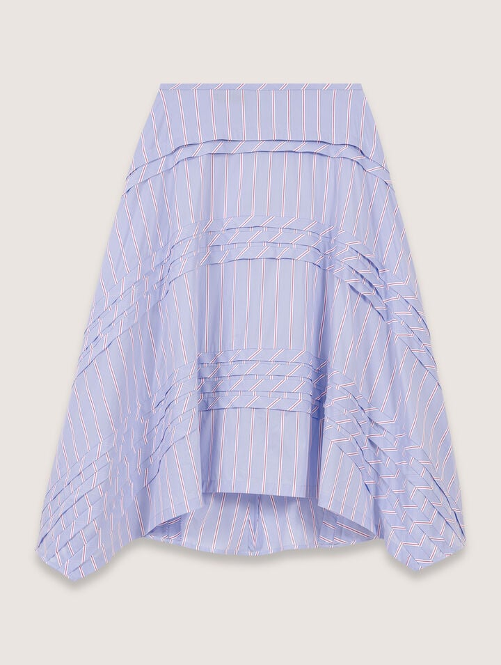 Maje Striped Cotton Maxi Skirt In Light Blue Stripes