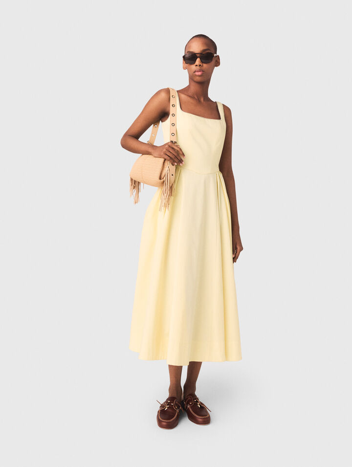 Flared rhinestone-trim midi dress