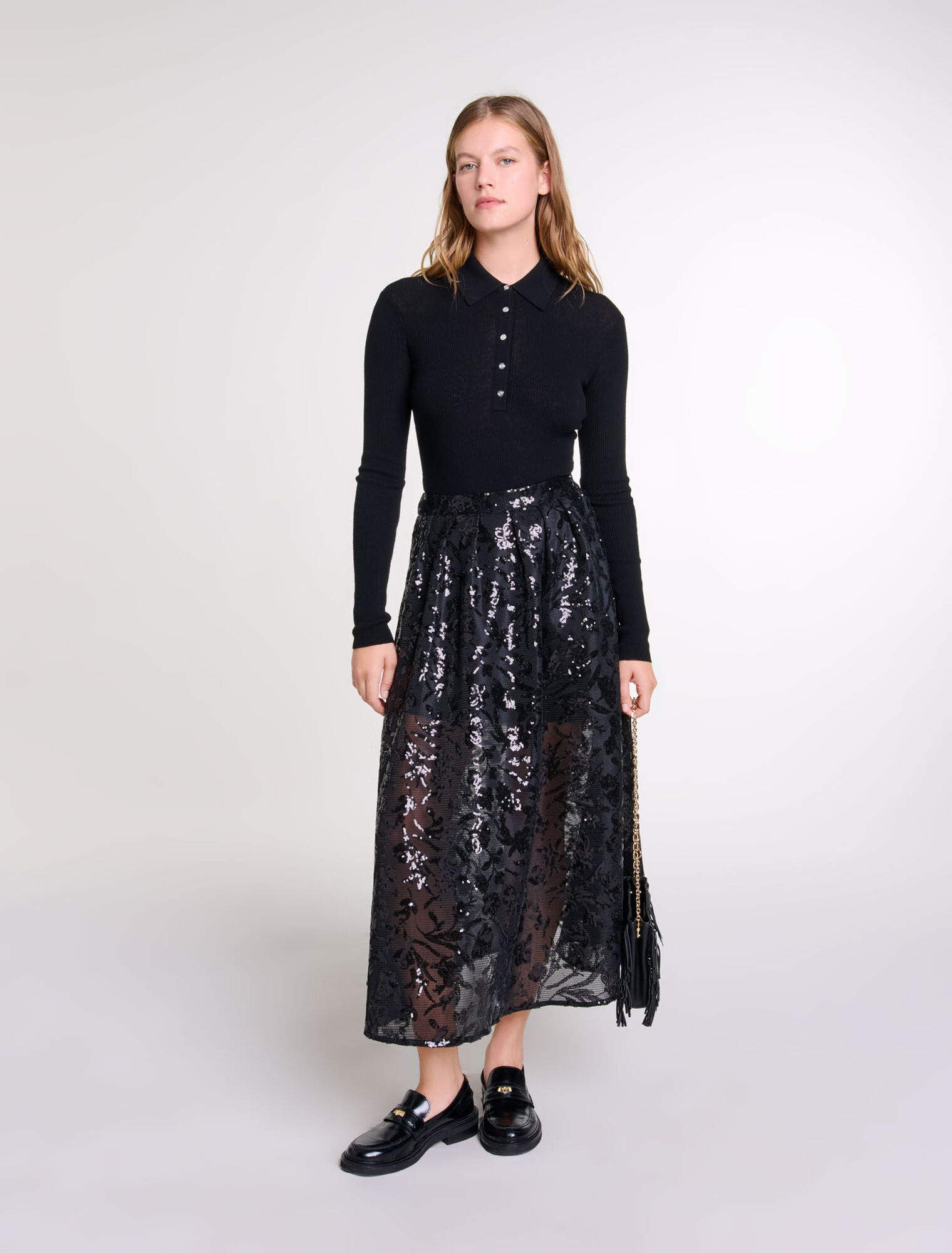Sequin maxi skirt