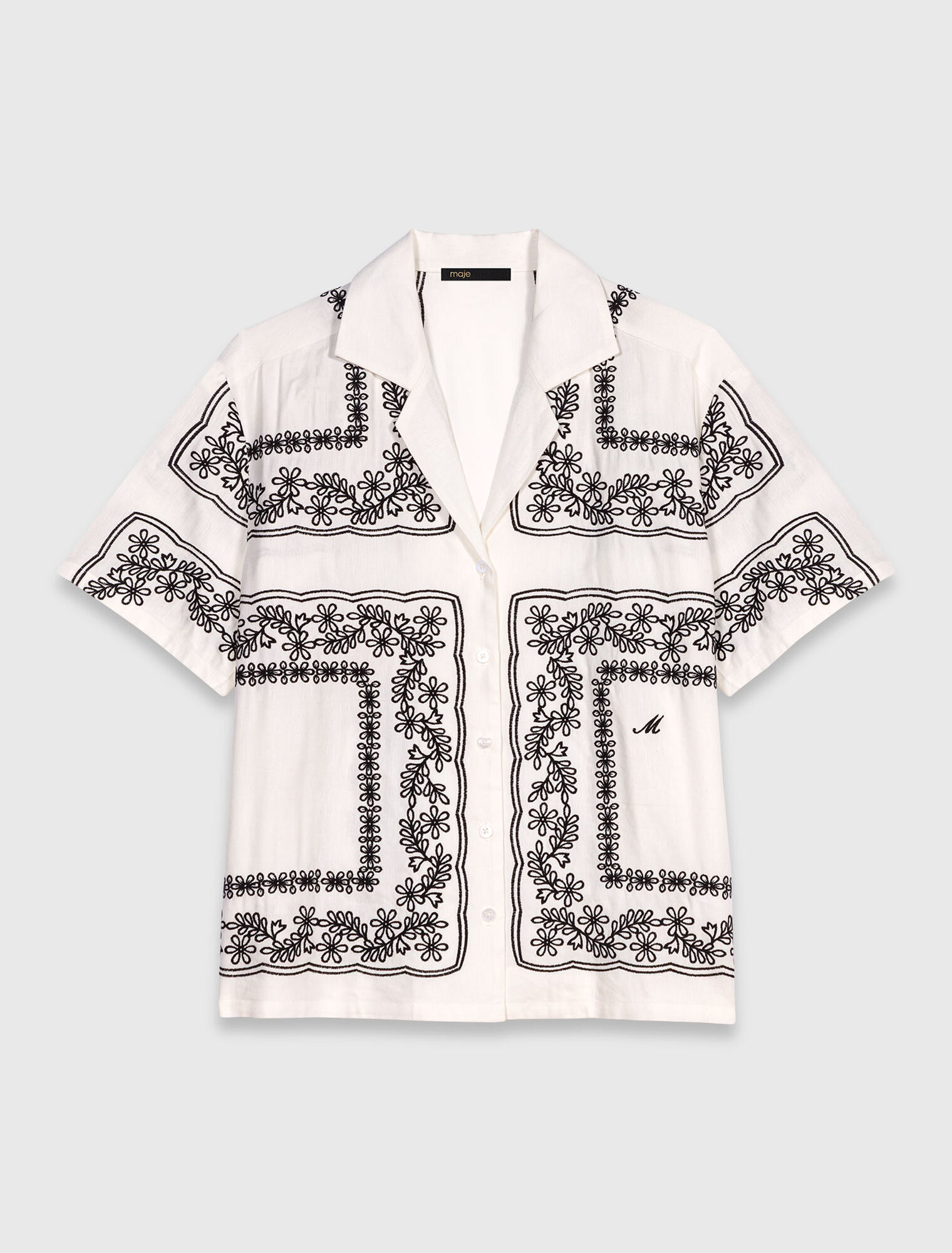 Short-sleeved embroidered shirt