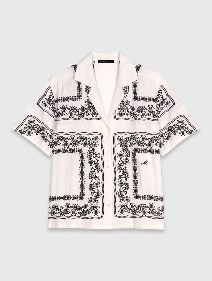 Short-sleeved embroidered shirt