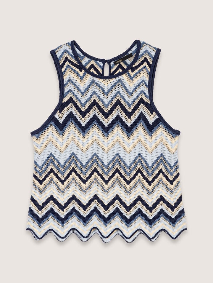 Shop Maje Crochet-knit Top In Blue 3490