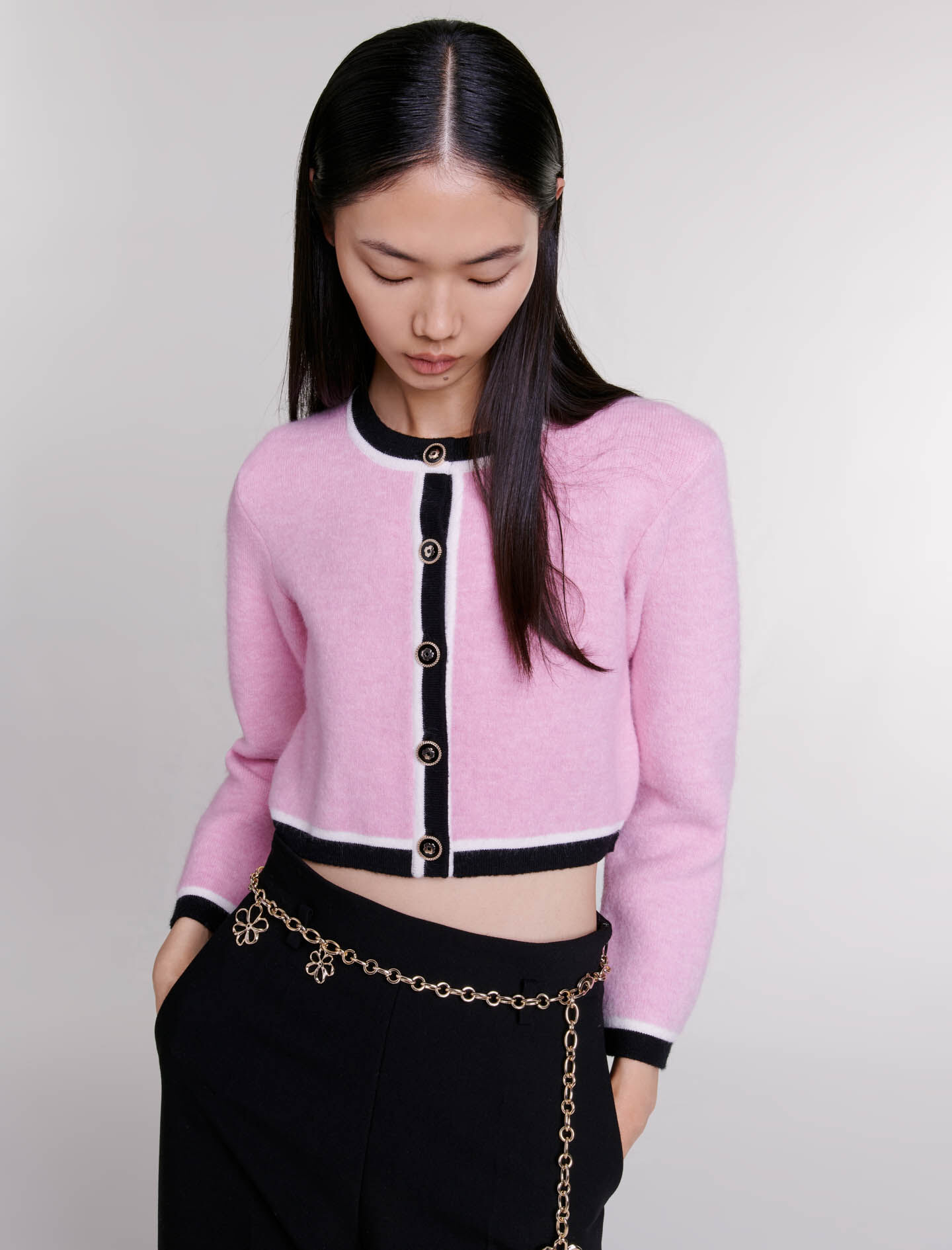 Cropped knit cardigan