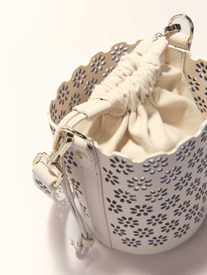 Perforated leather bucket bag