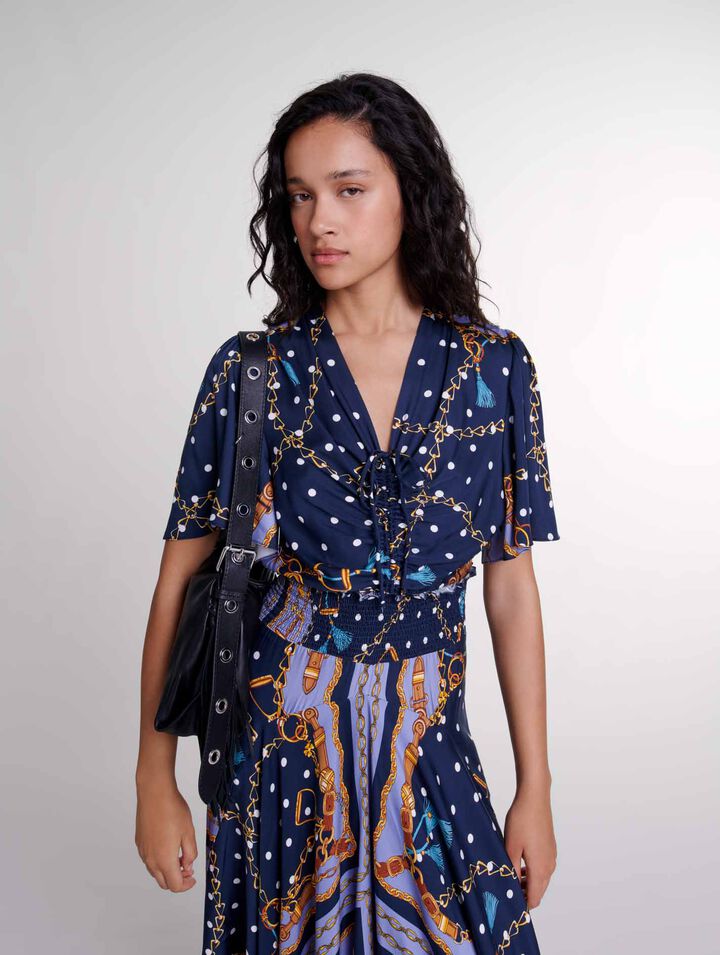 Satin-look patterned maxi dress 