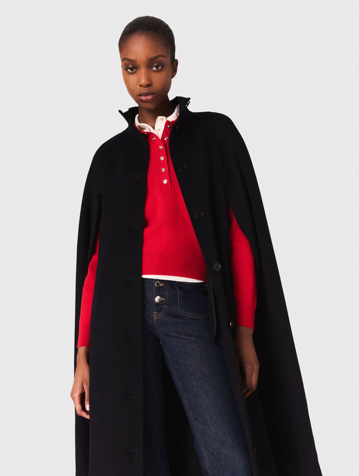 Long double-faced coat with cape