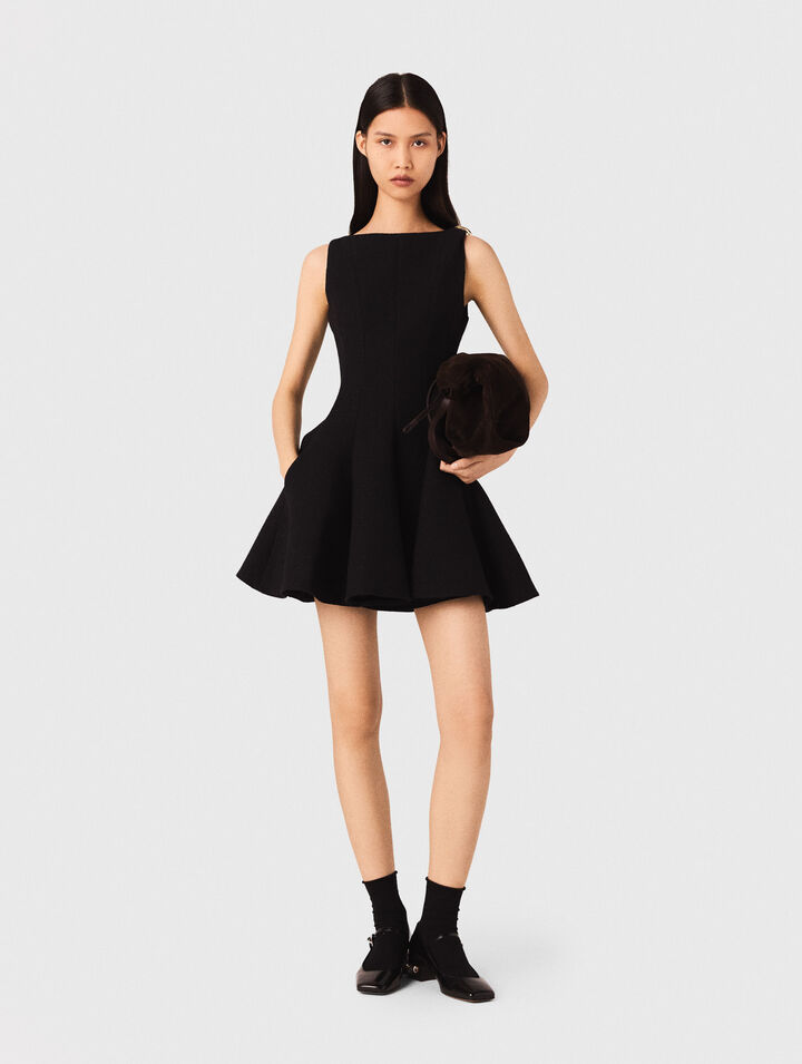 Short flared tweed dress