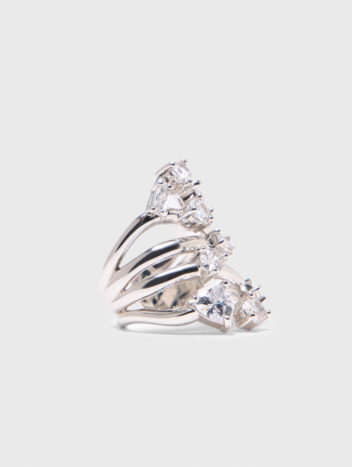 Rhinestone multi-row ring
