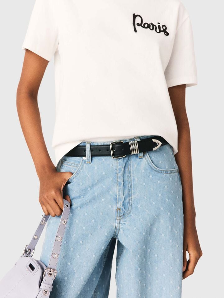 T-shirt with embroidered Paris logo