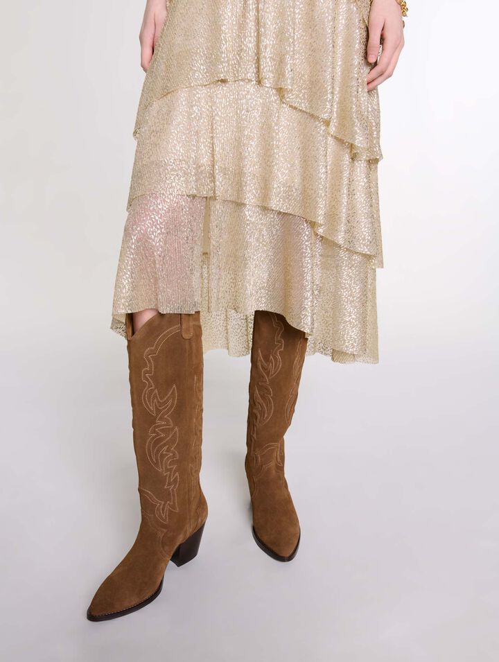 Shimmer dress with ruffles