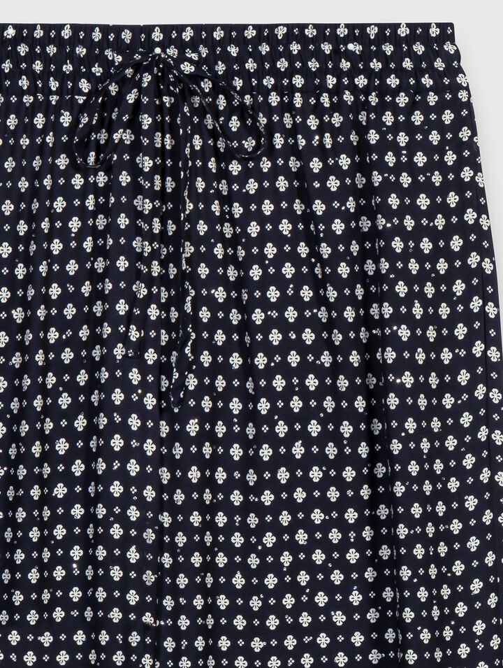 Patterned rhinestone trousers