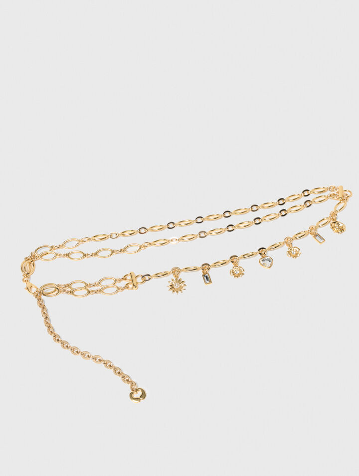 Double chain belt with charms