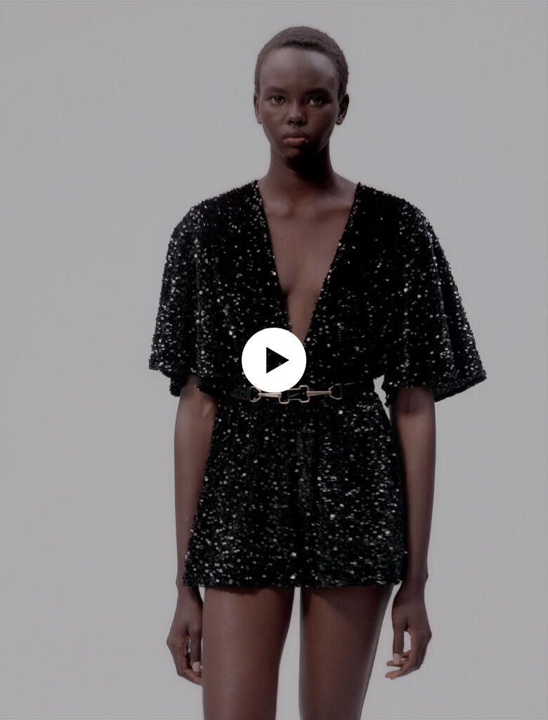 Sequinned velvet playsuit Jumpshorts Maje