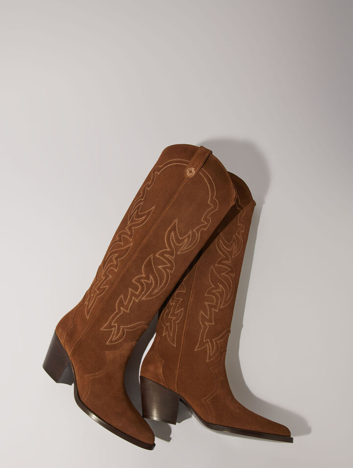 Suede cowboy boots