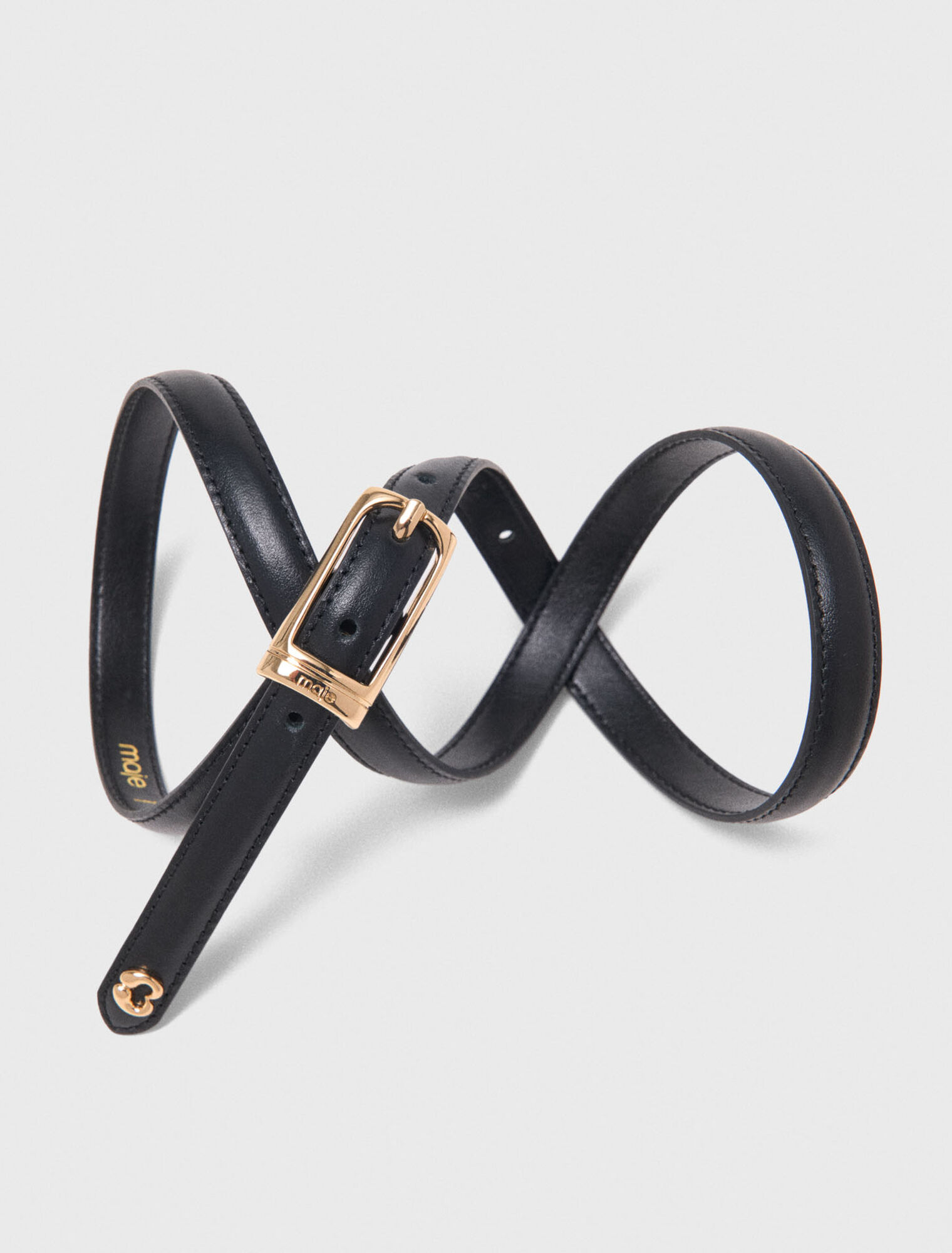 Slim leather belt