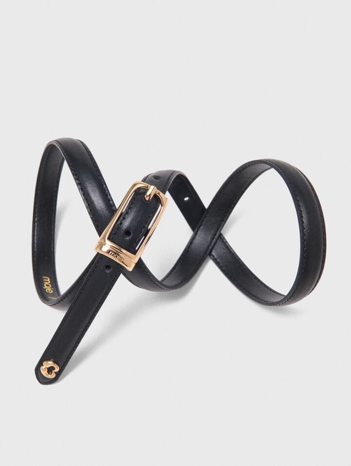 Slim leather belt